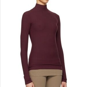 SKIMS Burgundy Soft Lounge Mock Neck Long Sleeve Top Size Large